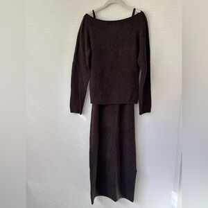 Rhythm brown knit sweater/dress twofer NWT